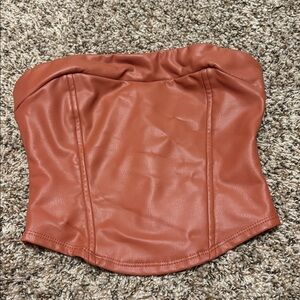 Altar'd State Rust Faux Leather Corset Top